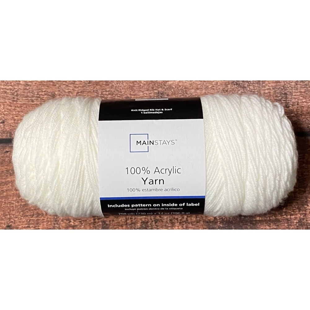 Mainstays White 100% Acrylic Yarn 4-Medium Pre-Owned with Label See Description